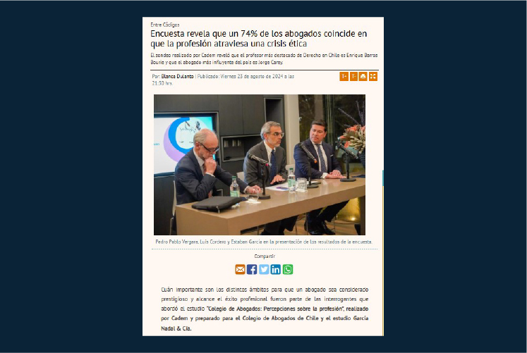 Encuesta revela que un 74% de los abogados coincide en que la profesión atraviesa una crisis ética